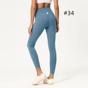 LL-1903 Solid Color Womens Yoga High Waist Long Pants Yoga Outfits Exercise Fitness Wear Girls Running Leggings Elastic Adult Sportswear