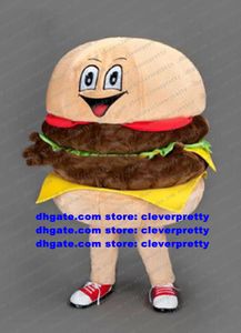 Hamburger Burger Bun James Çizburger Maskot Kostüm Yetişkin Karikatür Karakter Satış Promosyon Çift Fotoğraflar ZX109