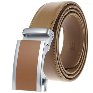 Belts Design Men Leather Belt Automatic Buckle Slide Ratchet Strap Jeans Casual Golf Business Black Red White Brown Blu