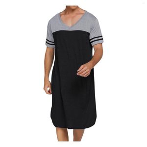 Herren-T-Shirts, Nachthemden, Herren-T-Shirts, Baggy, Übergröße, V-Ausschnitt, kurze Ärmel, lange Nachtwäsche, Bigtall-Pyjama, Schlafkleidung, tägliche Heim-T-Shirts