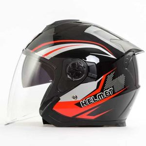 サイクリングヘルメットデュアルレンズモーターサイクルスペンフェイスハーフヘルメットモーターサイクルヘルメットライディングモトクロスレーシングT221107用エレクトリックバイクヘルメット