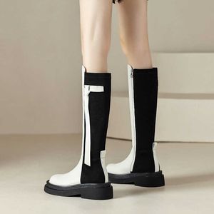 Stivali da donna sexy in pelle che si rifiutano di urtare fondo spesso cerniera laterale coscia tacco alto da equitazione per le donne Scarpe da donna versatili invernali