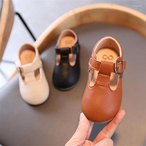 Flat Shoes Girls Boys Flats T Strap Kids Leather Dress for Princess Baby Soft Bottom Non-Slip Toddlers