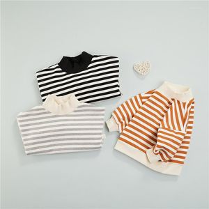パーカーImcute Imcute Baby Casuare Striped Sweatshirt Kids Color Block Long Sleeve High Collar Pullover Tops for Spring Autumn1-4Y