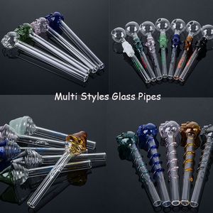 Wholesale Multi Styles Smoking Pipes Pyrex Glass Oil Burner Pipes Straight Tube Hand Pipe Tobacco Spoon Handful Accessories