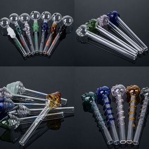 Multi Style Unique Design Skull Ball Smoking Pipes Smoking Accessories Spoon Pipe Pyrex Glass Oil Burner With Bubbler Wrap Wholesale