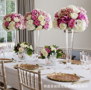 H60cm Arranjos de flores de altura Vaso de vidro grande para peças centrais da mesa de festas de casamento