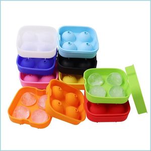 Andra barprodukter Bar Ice Cube Tray Sphere Mold 4 Holes Ices Tube Sile Food Grade Whisky Ball Mod Drop Delivery Home Garden Kitche DH7YI