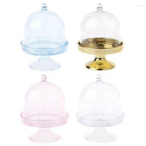 Gift Wrap 5 PCS Mini Cake Stand Cupcake Box Wedding Favor Party Plastic Candy Transparent Baby Shower Birthday Decoration