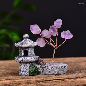 Decorative Figurines Wholesale Natural Amethyst Tree Of Life Crystal Mineral Ornaments Home Decor Purple Lucky Healing Pavilion Decorate