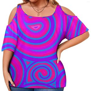 Gömlek Trippy Hippy Retro Swirl Baskı serin s kısa kollu sokak tarzı tees kadın yaz kıyafetleri artı boyutu