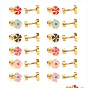 Ohrstecker Großhandel 12 Paare/Los 316L Edelstahl Mix Farbe Ohrringe Schraubverschluss Ohr Lot Schmuck Drop Lieferung Dhsuq