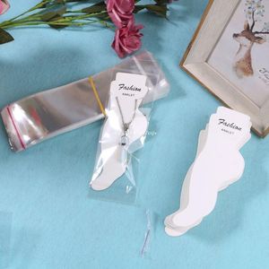 Bolsas de joias 100 folhas de papelão tornozeleira display cassete bolsa transparente cartão em branco clipe etiquetas de papel para dropship