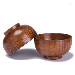 Bowls Environmentally Friendly Wooden Bowl Chinese Japanese Style Restaurant Noodle Round Wood Tableware