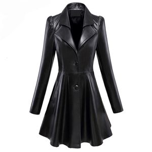 Couro feminino Faux Nerazzurri Fit and Flue Faux Leather Coat entalhou lapela de manga comprida Skirted Black Blazer Fit Slim Fit 221111