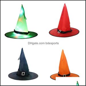 Party Hats Hats Halloween LED Flashing Hats ADT Performance Witch Hat Dekoracja Bandaż Cap Fashion Props Prom Supplies 4 5CY D2 D DHBZ0