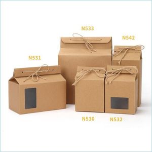 Present Wrap Tea Packaging Box Cardboard Kraft Paper Folded Food Nut Container Lagring Standing Up Packing Påsar Present Wrap Drop Delivery DHXDQ