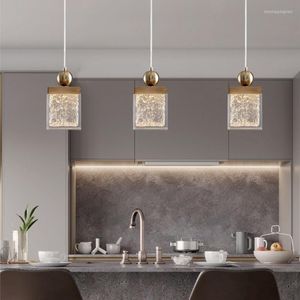 Pendant Lamps Nordic Luxury Resin Golden Chandelier Light Postmodern Simple Square Bedroom Bedside Lamp Restaurant Bar Villa LED