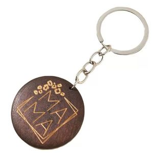 Amazon Hot Wood Keychain Round Car Bag Pendant Diy Anpassa nyckel Ring Party Gift