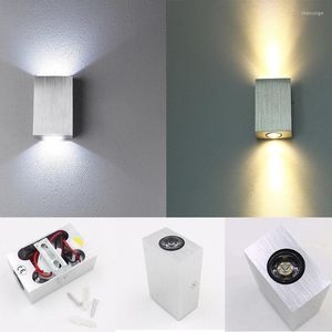 Nattljus 2W Lamp LED Aluminium V￤ggljust￥ng Projekt upp ner Square Bedside Room Bedroom Decor Lamps Arts