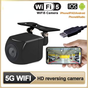 Bil WiFi5 HD Night Vision Baksyn Camera trådlös vattentät wifi -reverseringskamera 12V Support Android iOS och radio