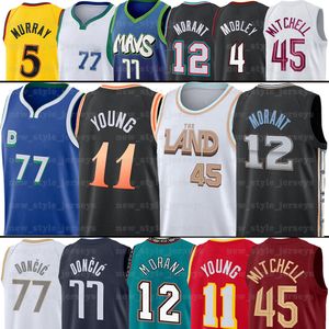 Luka Doncic Basketball Jerseys 12 Ja Morant Donovan Mitchell Evan Mobley 45 4 Trae Young 5 11 Dejounte Murray Hawk Jerseys