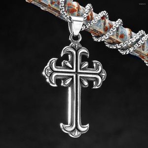 Ketten Religion Geschnitztes Kreuz Edelstahl Männer Frauen Halsketten Anhänger Kette Punk Gothic Trendy Schmuck Kreativität Geschenk Großhandel