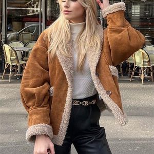 Couro feminino Faux KBAT Mulheres de inverno Shearling Sheepskin Jackets Fake Mady Lady Grost Warm Sauda Lambs