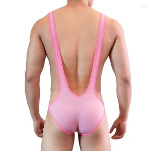 Męskie urządzenie do modelowania sylwetki seksowne męskie body męskie prążkowane tkaniny Jockstrap bielizna trykotowa kombinezony podkoszulek zapaśniczy body bielizna