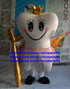 Dent Tooth Mascot Costume Anioł Zęby Angell Denttooth Angelhood Dorosy Cartoon Postacie ludzie noszą je spotkanie Witamy ZX451