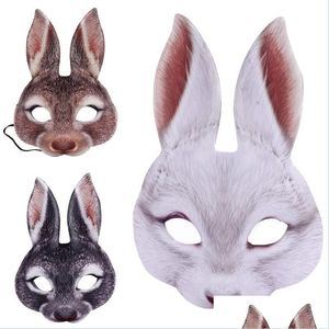 Máscaras de festa Bunny Mask Animal EVA Half Face Rabbit Ear para Easter Halloween Party Mardi Gras Costom Drop Deliver