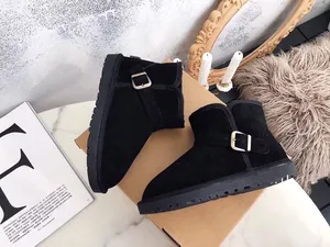 Luxusmarkendesigner Uggitys Australien Schneestiefel Mode Knopfstiefel Ugglie Winter warme Schuhe Wggs Reverse Pelzstiefel 5855 Ritterstiefel mit niedrigem Zylinder