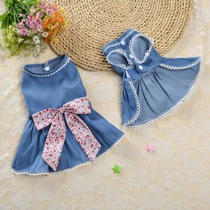 Dog Apparel Princess Bows Wedding Dress Denim Skirt Summer Girl Boy Pet Clothes For Small Dogs Chihuahua Costume Up Bow
