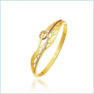 Bangle Bangle Mxgxfam Promozione 50 Off Retro Zircone Rosso Per Le Donne 6 Cm Gioielleria Di Moda 24 K Colore Oro Giallo Nessuna Allergia Della Pelle Goccia D Dhogi