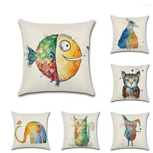 Pillow Cartoon Animal Drawing Cover Linen Chair Sofa Bed Car Room Home Dec Wholesale MF155
