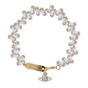DIY vivian Necklace Saturn Pendant Bracelet Jewelery Sparkling Square Zircon clavicle Chain