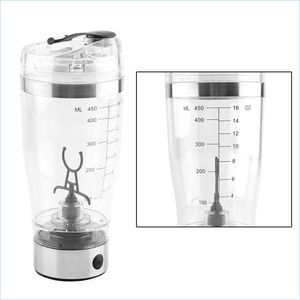 Garrafas de água Matic Protein Shaker Bottle 450ml BPA portátil Vortex Mistura de vórtice Copo à prova de vazamentos Garrafas de parto de entrega do kit de jardim em casa Dhzxd