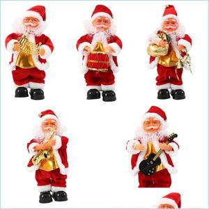 Decorazioni natalizie Babbo Natale elettrico Canto di Natale Ballare Sassofono Bambola Giocattolo Bambini Regalo di Capodanno Home Desktop Ornament Drop Del Dhcke