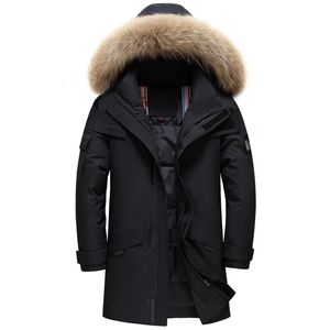 Men's Down Parkas Real Fur Collar Jacket Hooded Warm Winter Coat Men 90% White Duck Long Parka Hight Quality Man Overcoat 221111