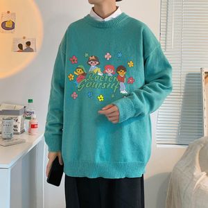 Men's Sweaters Men's Autumn Sweater Round Collar Children Letter Patterned Kintted Jumper Warm Thick Outerwear Couple Outfit Pullovers