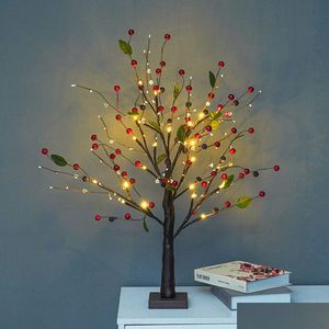 Kerstdecoraties Nieuwheid Kerstdecoraties Kunstmatige gouden rode fruitboom Lamp Luminous LED Pot Plant For Home Living DHZ8X