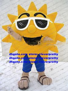 Mascot Costume Sun Sunshine Summer Beach Sunshine Cool Joyful Solglas￶gon Vuxen Karakt￤r Television Theme Art Festival ZX1313