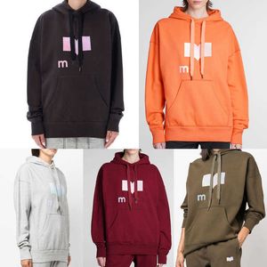 Isabels marants alfabet fleece hoodie lös mönster gradvis pullover tröja avslappnad långärmad designer tröja skjorta