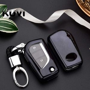 Bilnyckel mode mjuk tpu fjärrbilsnyckelhållare fullt omslag för Toyota Hilux Revo Innova RAV4 Fortuner Crystal Keyring T221110