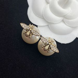 Stud Europäischen und Amerikanischen Trend 925 Silber Nadel Biene Diamant Perle Ohrringe Temperament Damen Mode Marke Schmuck Geschenk 221111