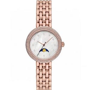 Women's fashion quartz watch rose gold case 28mm diamond imported original advanced movement electronic lunar phase function timing R11462 Casual watch