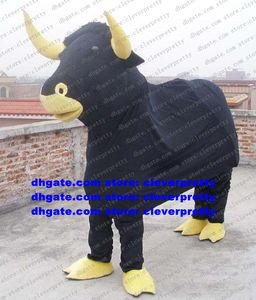 Traje de mascote preto buffalo kerbau bison box bull vaca para duas pessoas caráter de desenho animado Os feriados recebem convidados ZX1038