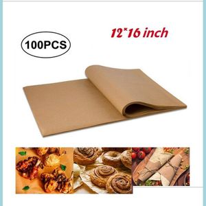 Bakning av konditoriververt Sil Oil Paper Nonstick Steamer Pot Pad Parchment Rec BBQ Cake Pan Liners Baking 12x16inch Drop Delivery Home G DHJCI