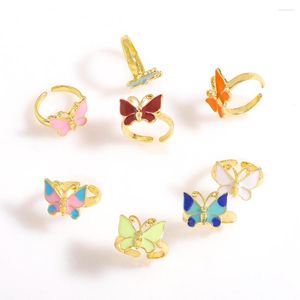 Anéis de casamento Miwens vintage Butterfly Metal colorido para mulheres Charme Declaração Jóias de dedo de animais Presentes por atacado