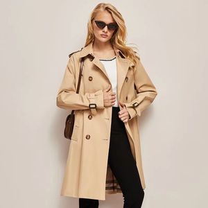 Autumn womens trench coats designer luxury Women Windbreaker body letter print jacket Loose Belt Coat Female Casual Long Trenchs Coat E158